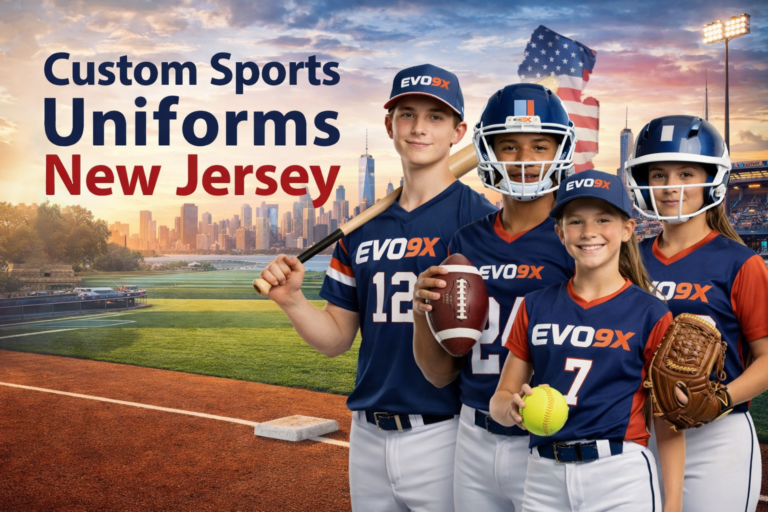 EVO9X custom sports uniforms crafted in New Jersey, USA, designed for athletes and sports teams.